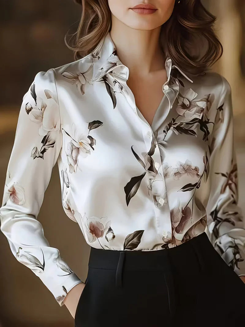 Brittney - Blusa De Manga Larga Con Estampado Floral