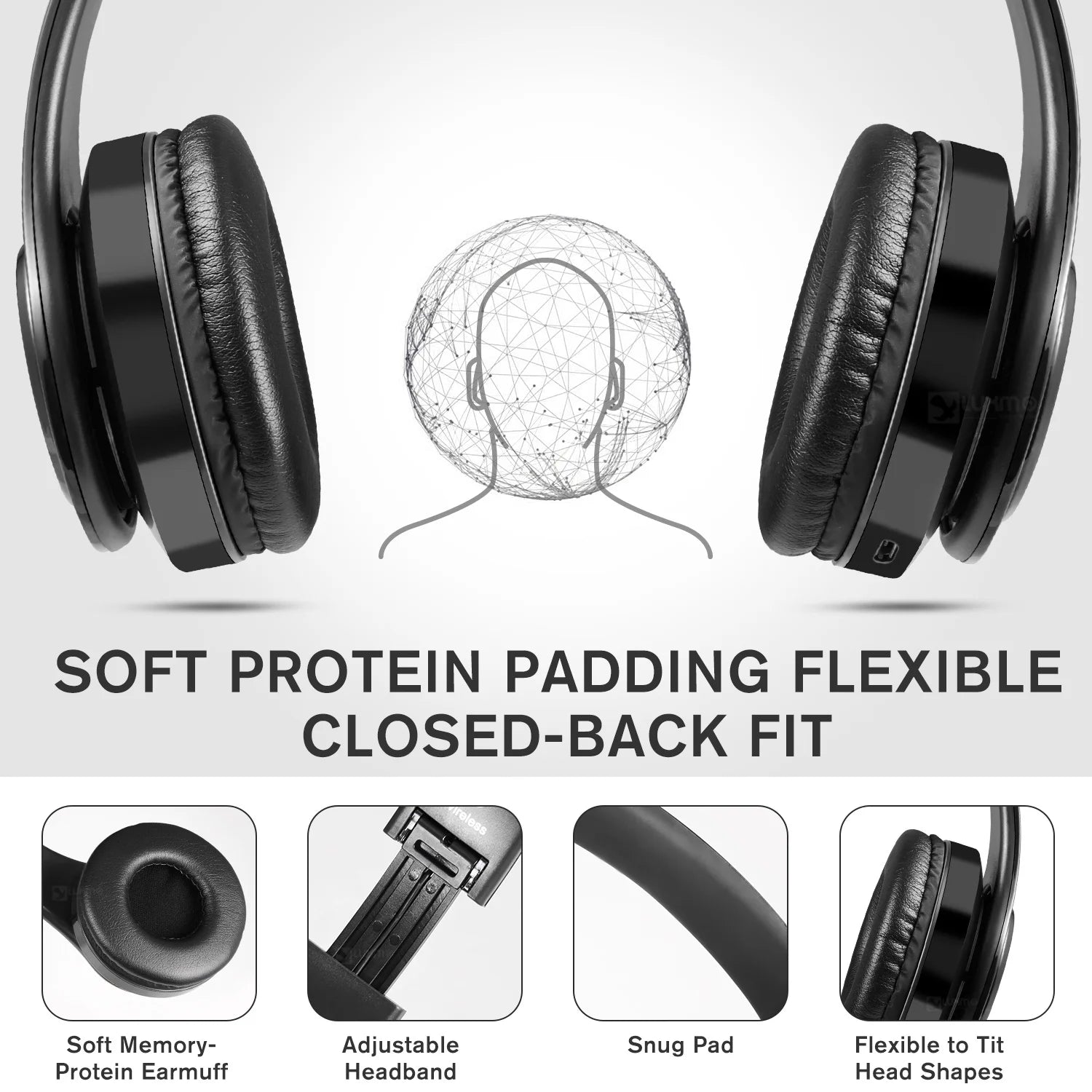 Bluetooth Headphones over Ear, LUXMO Wireless Noise Cancelling 